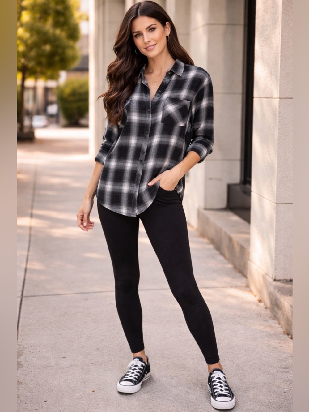 Black & White Plaid Women’s Oversized Shirt